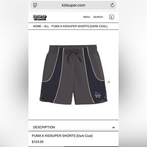 Kidsuper x PUMA shorts in dark coal